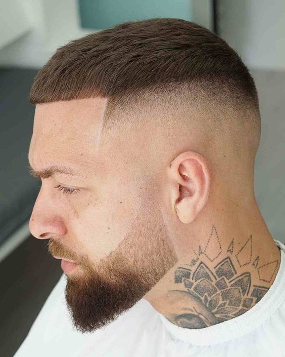 Side view of  a man wearing the  skin fade hairstyle 