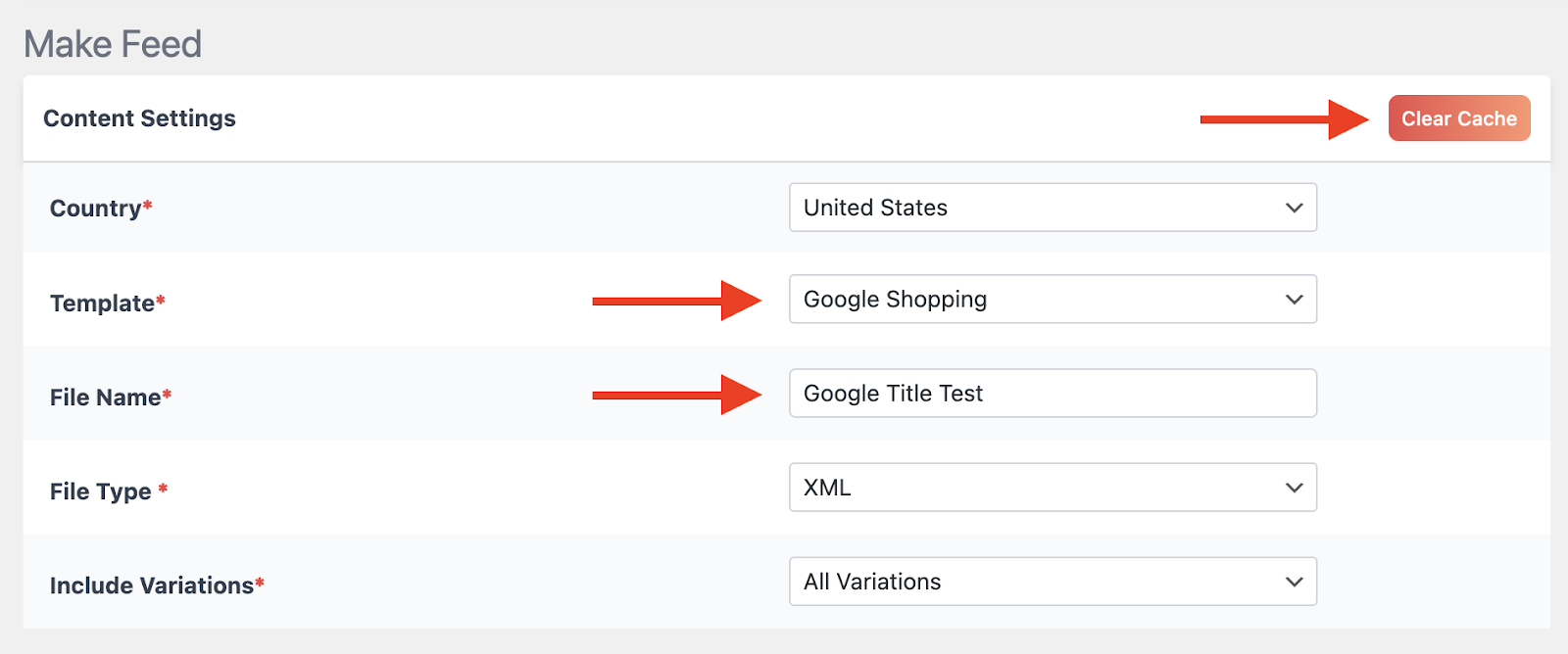 Clear Cache in CTX Feed