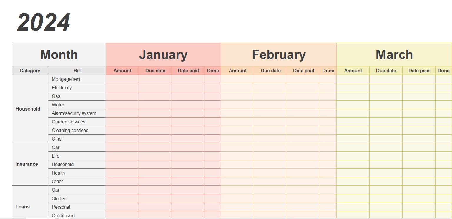 Excel Bills Payment Template