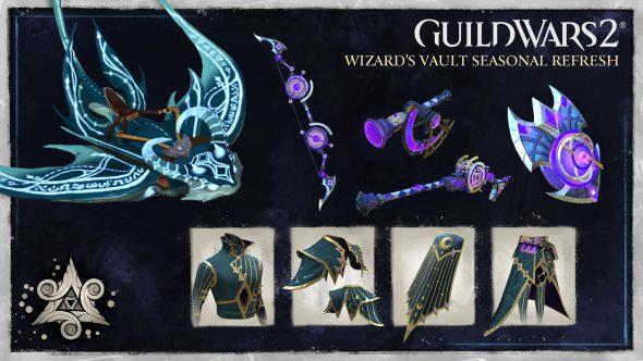 Items from the new Wizard's Vault refresh, including Lunar Astrolabe weapons and an Enchanted Skimmer Skin.