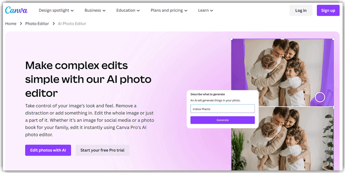 Editor de fotos con IA de Canva