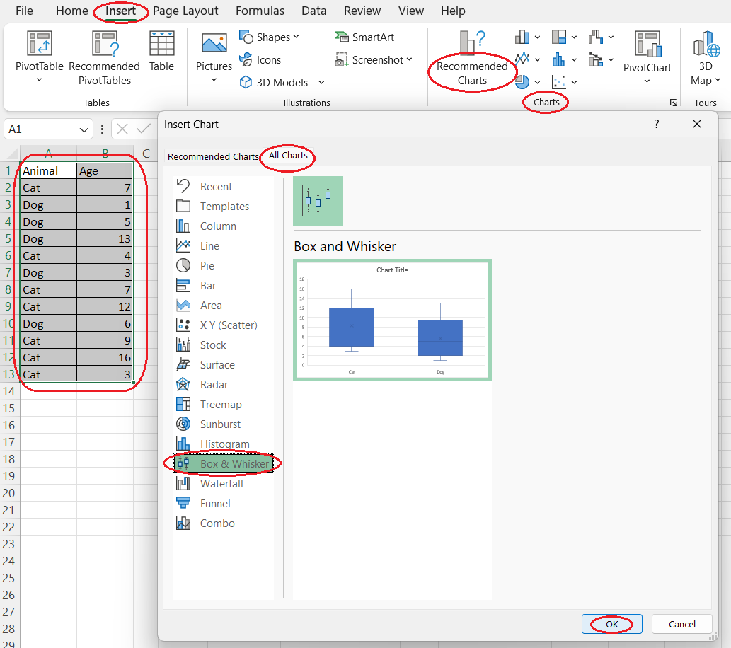 Creating a box and whisker plot for multiple categories in Excel