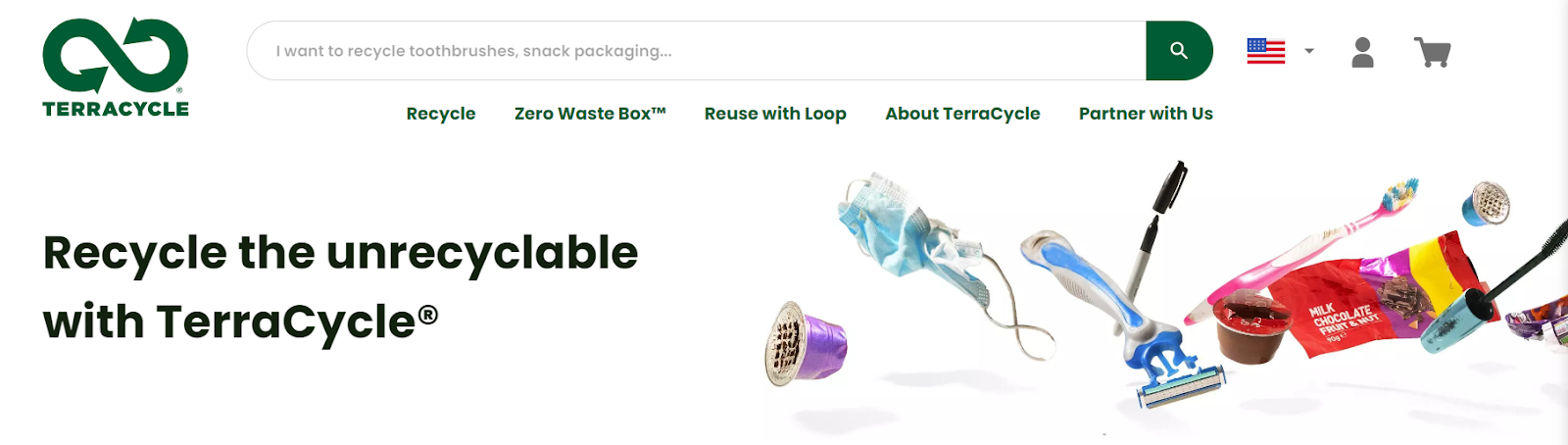 Screenshot of Terracycle website