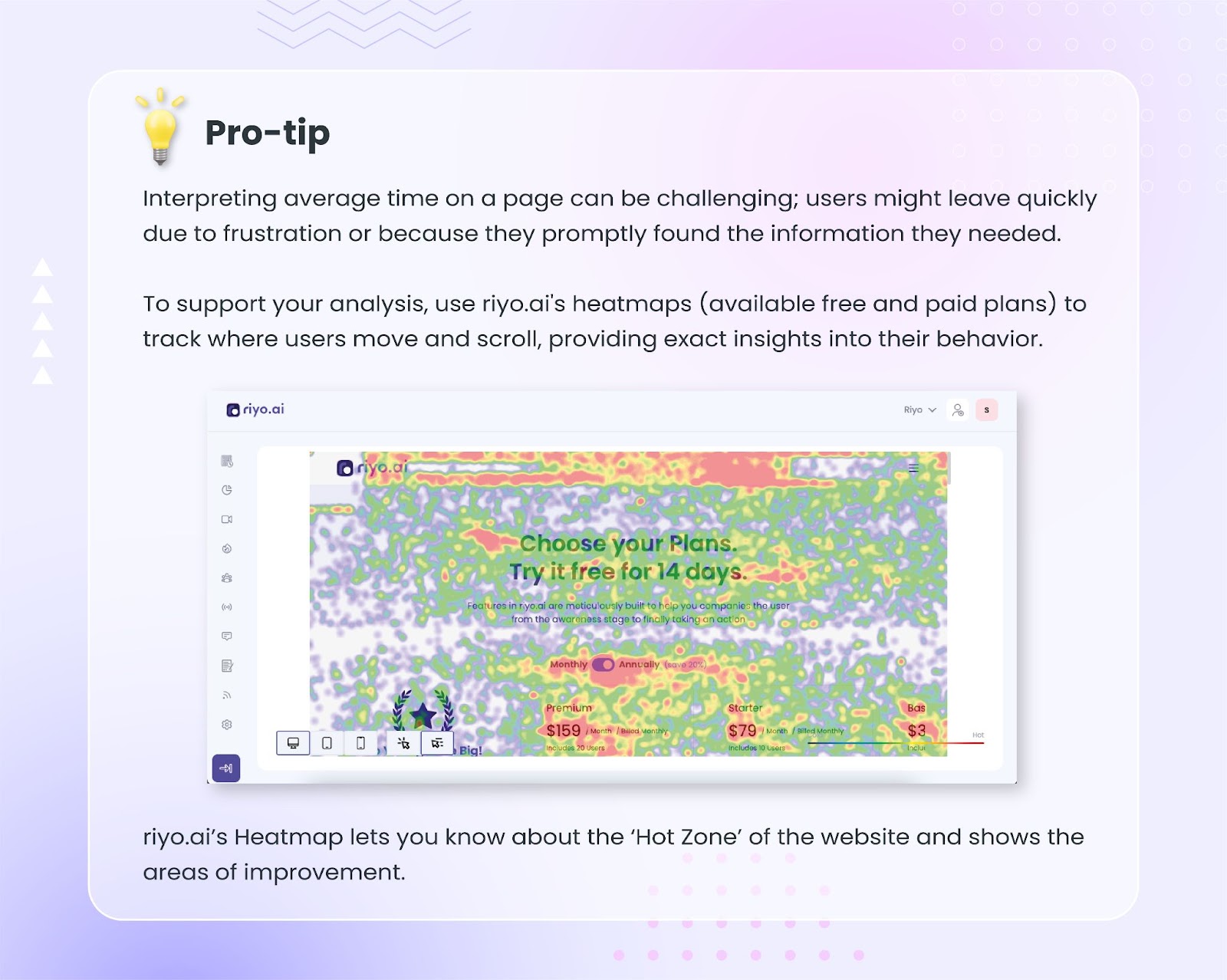 Use riyo.ai's Heatmap to know the 'HotZones' of your website