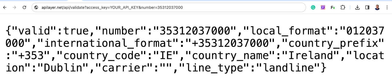 Testing Numverify phone verification tool in browser