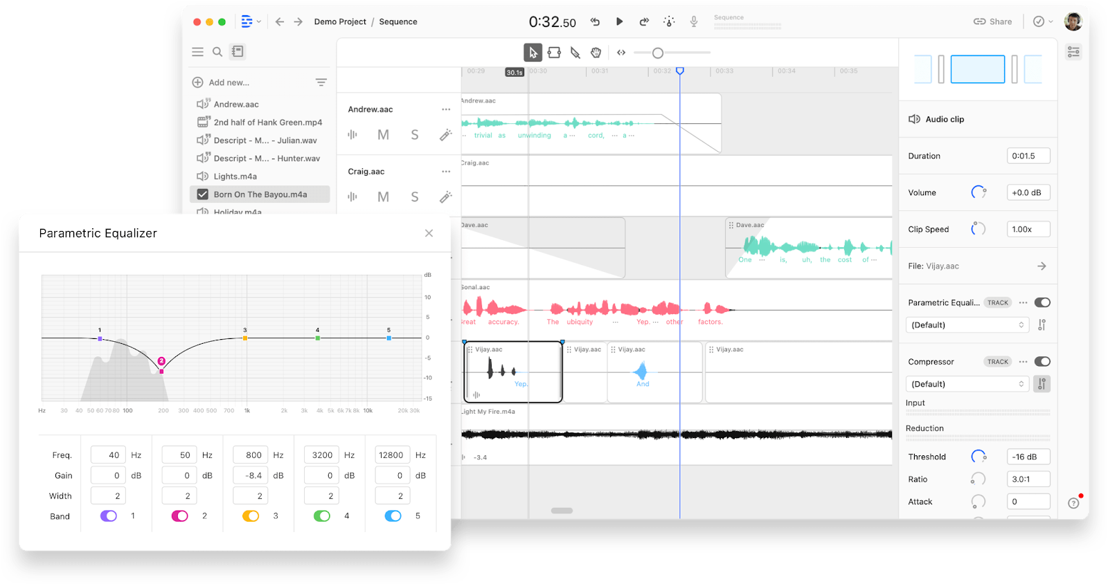 Descript's Multitrack Editing feature