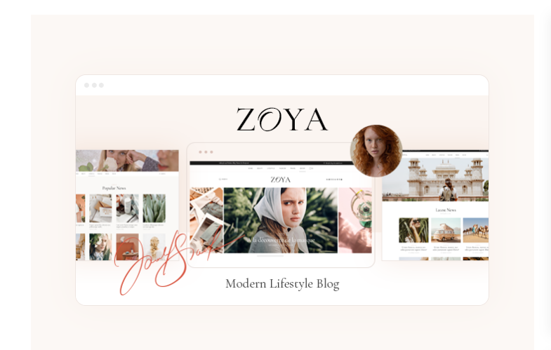 Zoya aesthetic blog theme