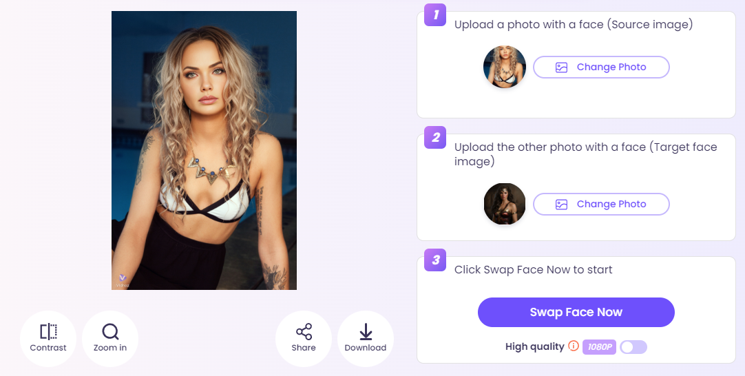 Vidnoz AI Face Swap: Free Face Swap to Change Any Blonde Hair Faces
