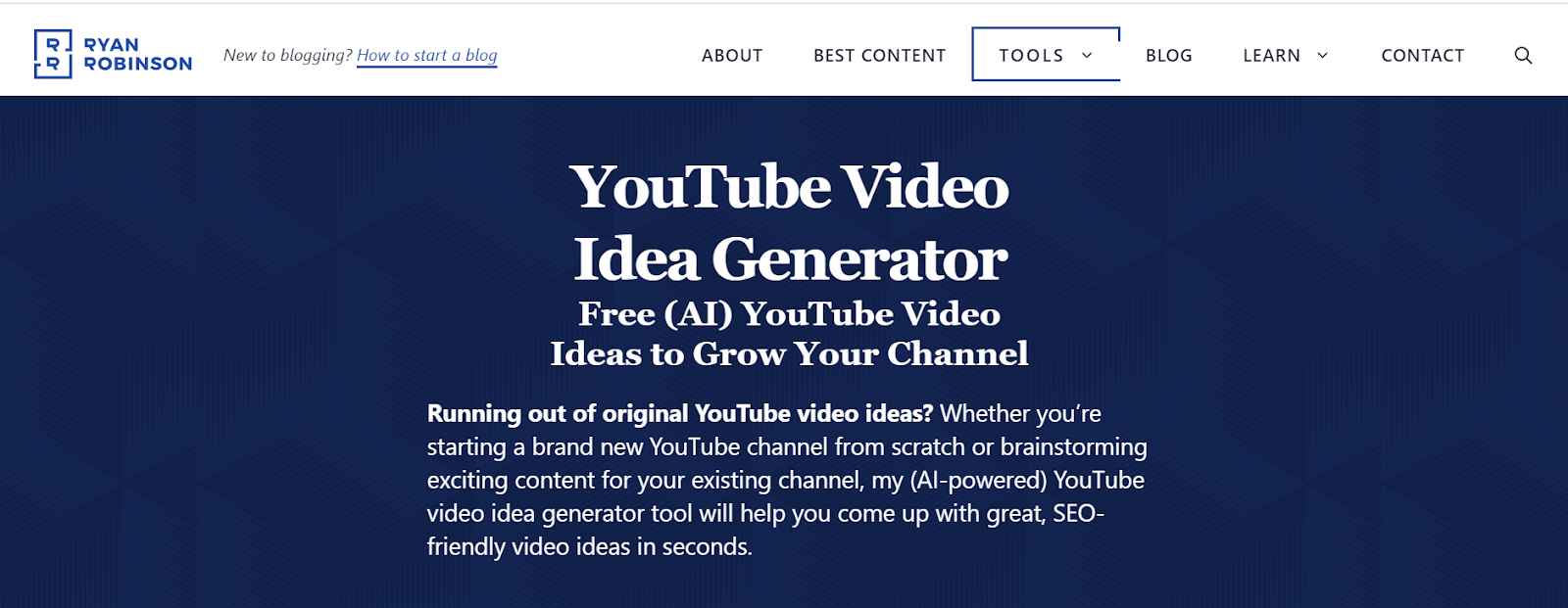 Ryan Robinson's YouTube Video Idea Generator