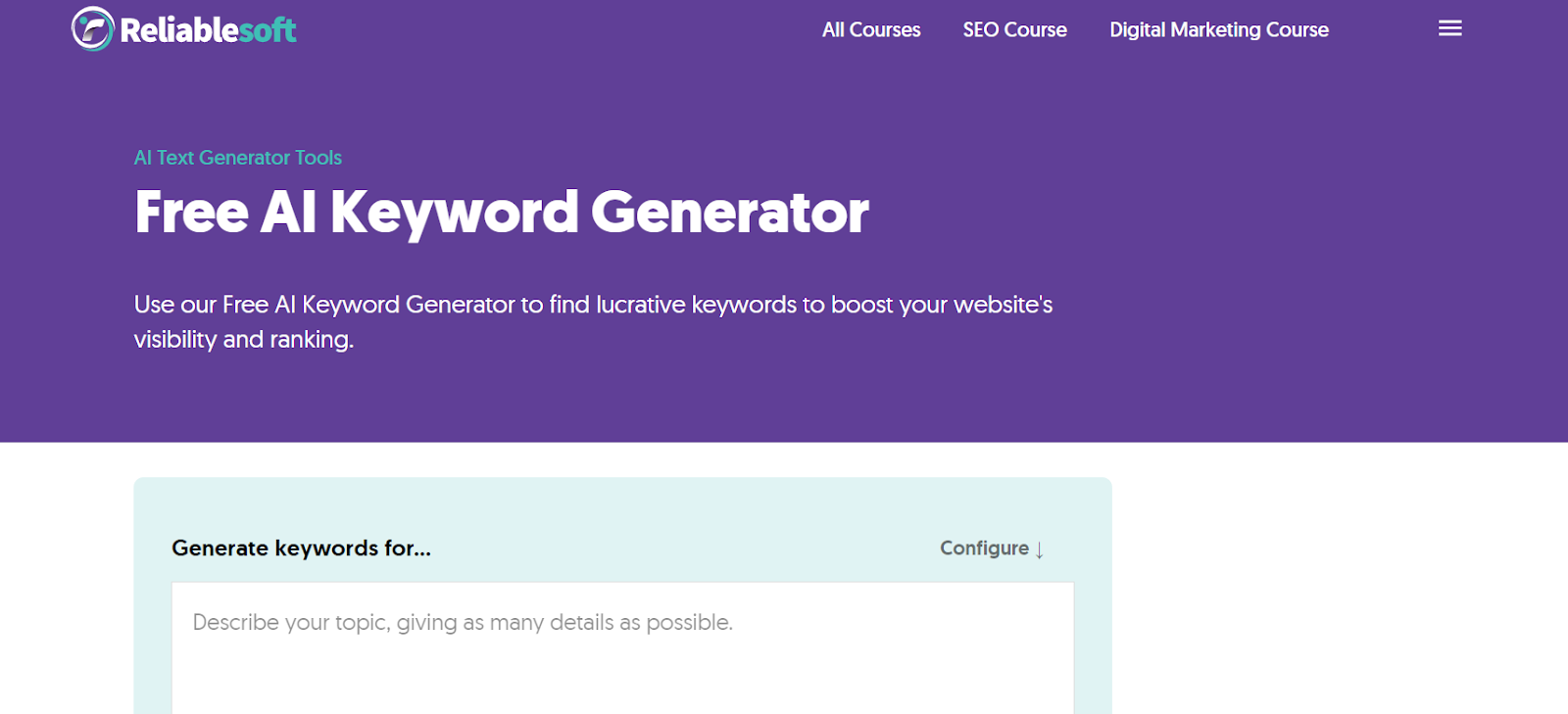 ReliableSoft AI Keyword Generator