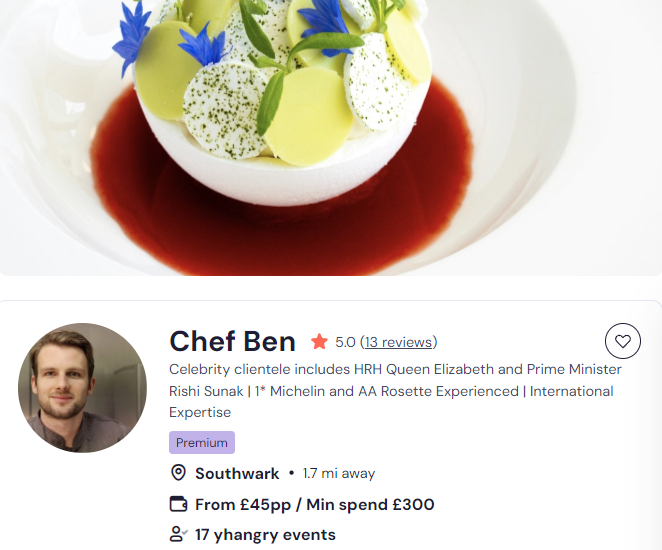 Chef Ben’s luxury catering services