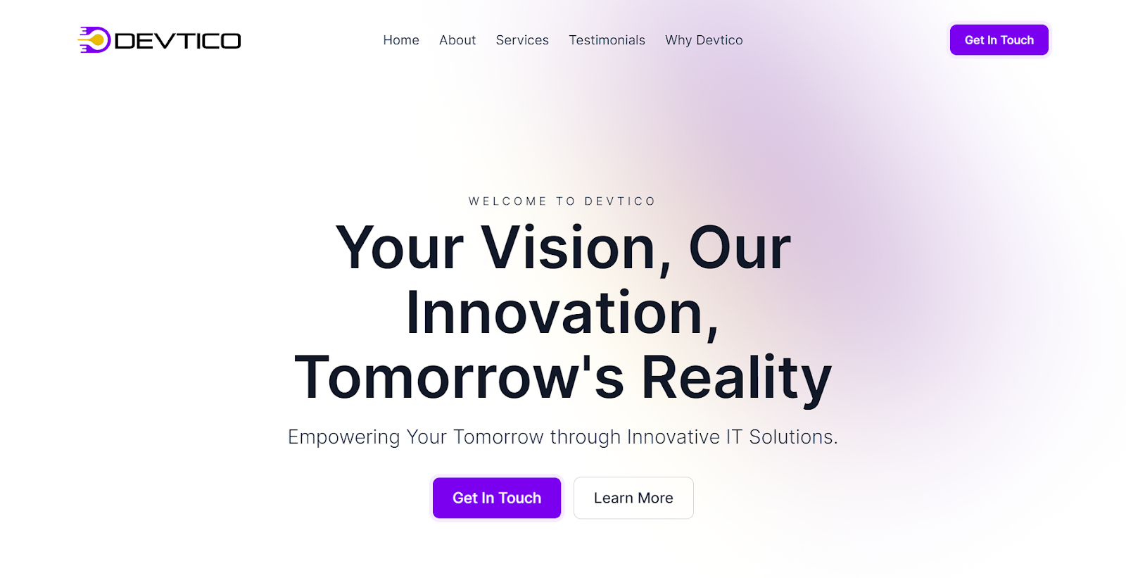 An example of a website header that features a brand message with ample white space around it