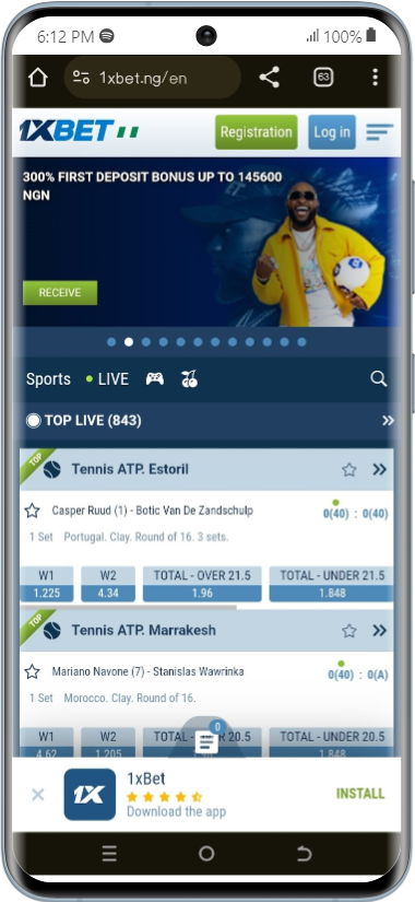 1xBet homepage