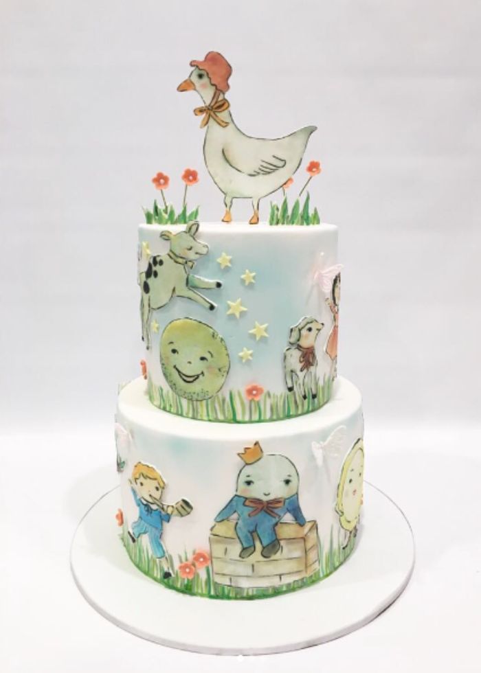 mother goose baby shower cake