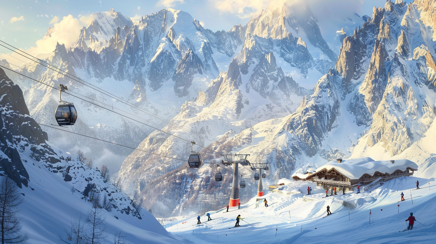 Skiers descending the slopes of Chamonix, one of the best places to visit in France during winter