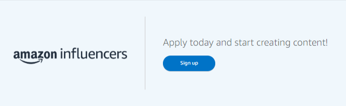Amazon storefront influencer sign up page