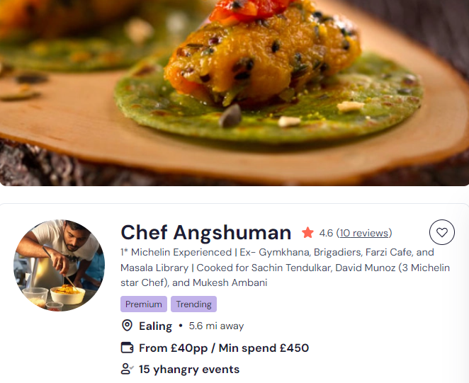 Chef Angshuman’s luxury catering services in London