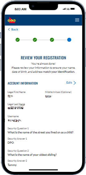 OLG Registration page
