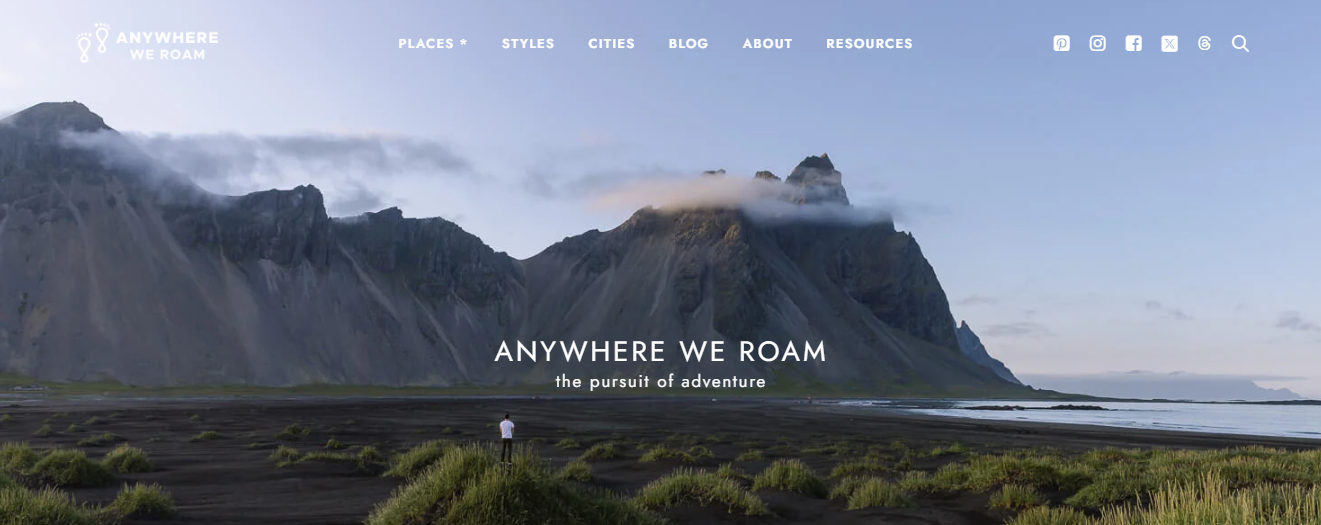 Anywhere We Roam Homepage - an example of great personal blog design