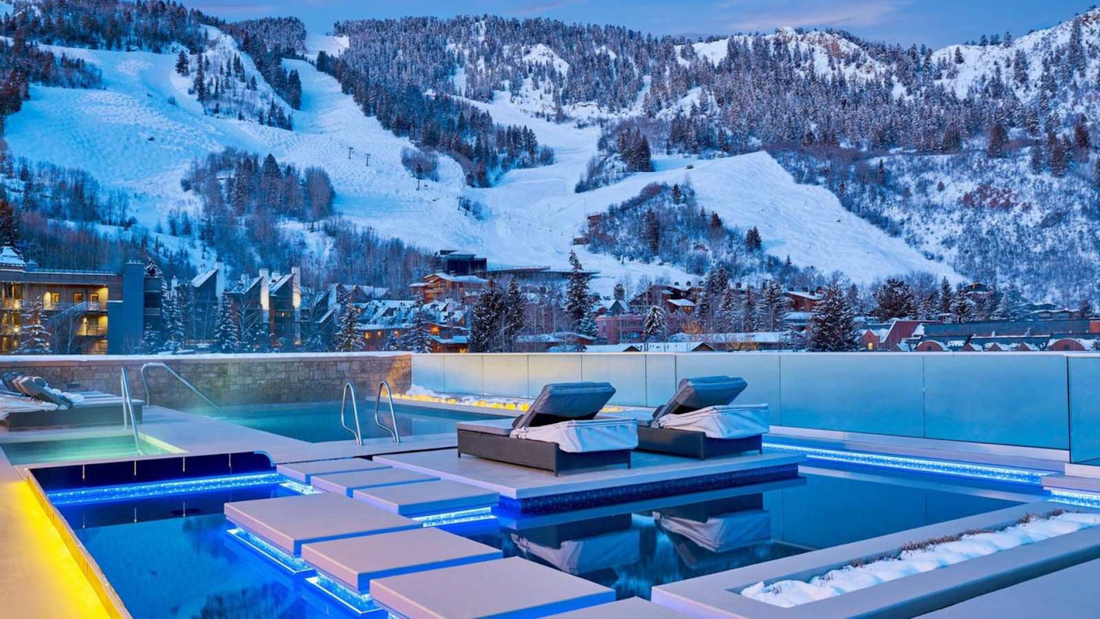 An outdoor pool of a ski hotel in Aspen, CO. | Photo credit: The Little Nell