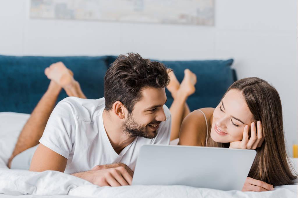 young couple talk to each other