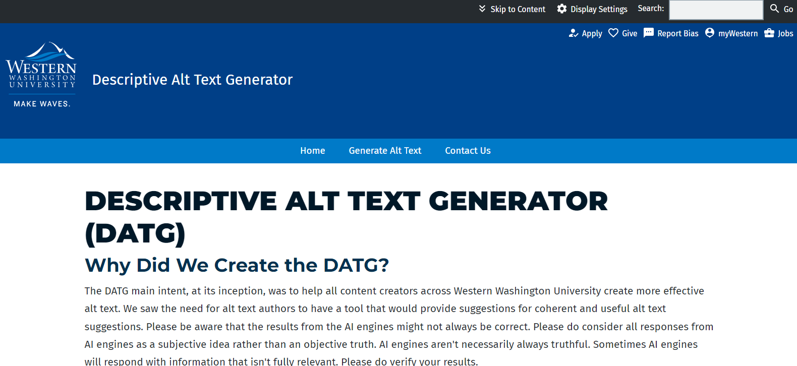 Digital Asset Text Generator (DATG) - Western Washington University