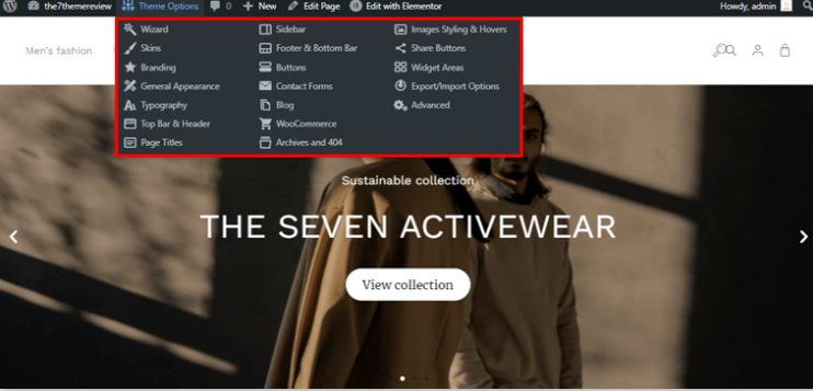 Setup wizard of the7 theme wordpress