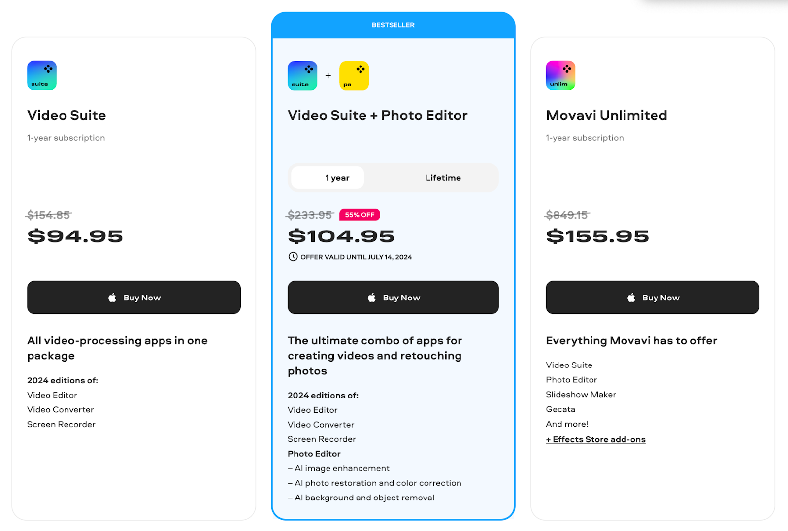 Movavi Video Converter Plans and Pricing 