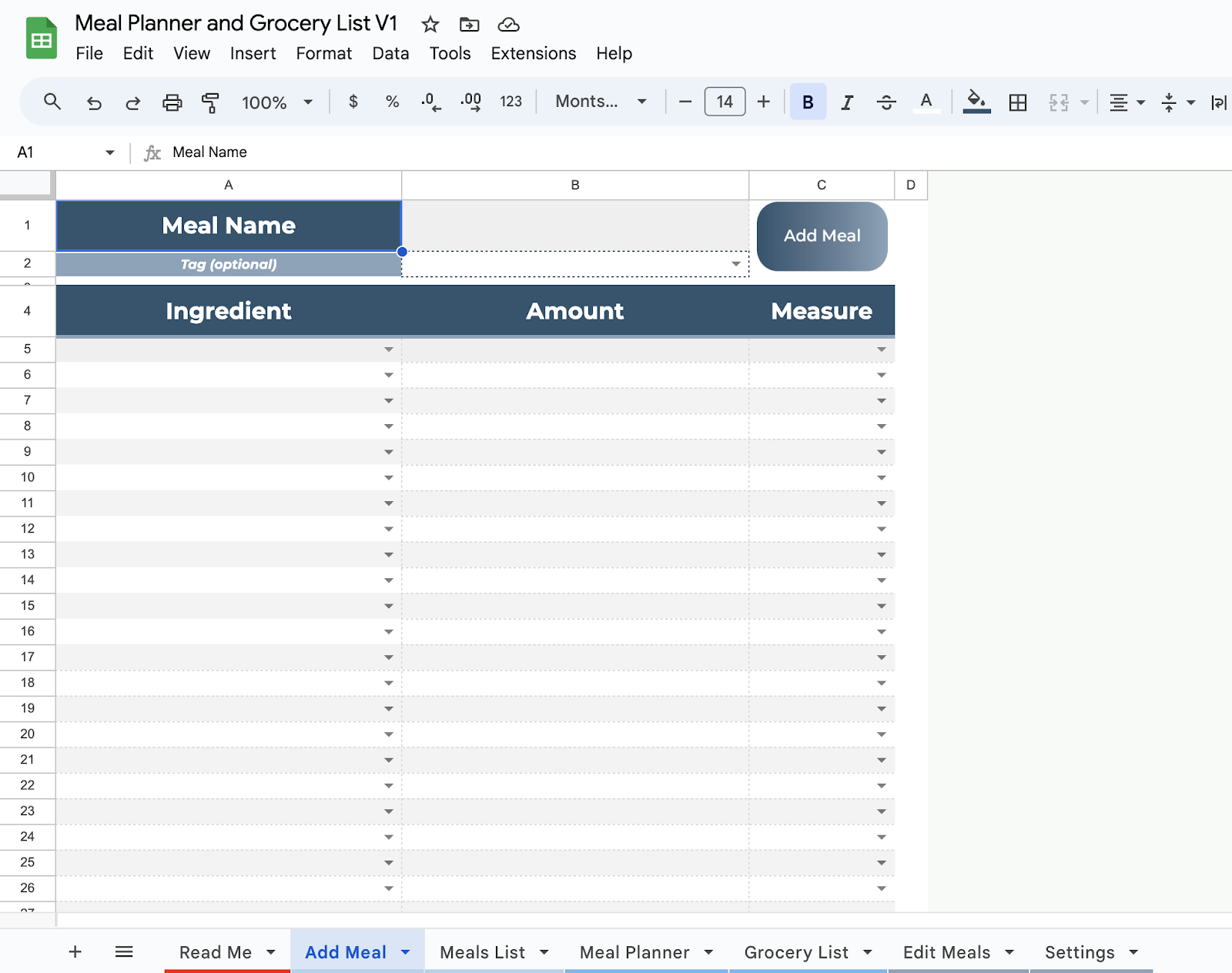 Meal Planner and Grocery List