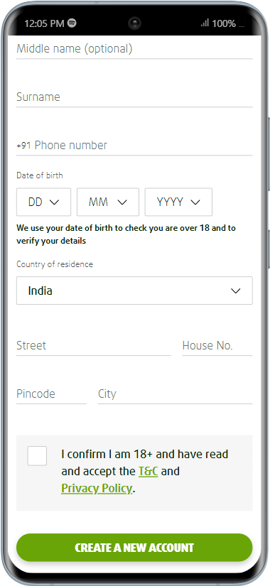 Lottoland India Registration Page