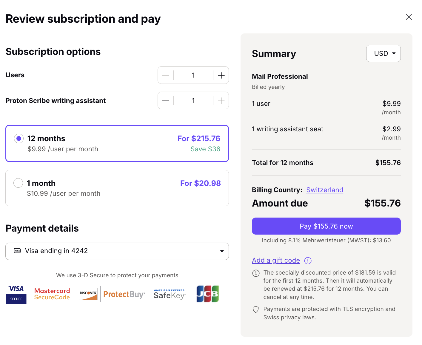 Our payment page