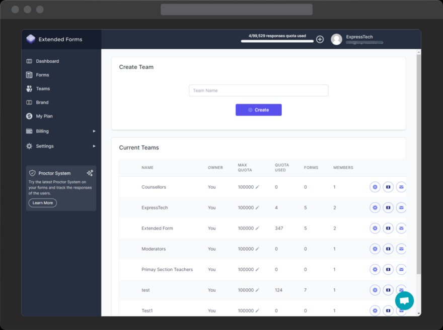 ExtendedForms Online Proctoring Tool