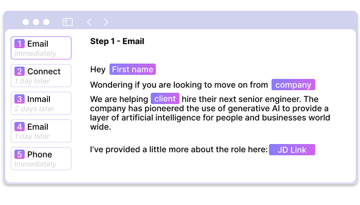 Create multi-touch outreach campaigns in Atlas AI recruitment platform for executive search
