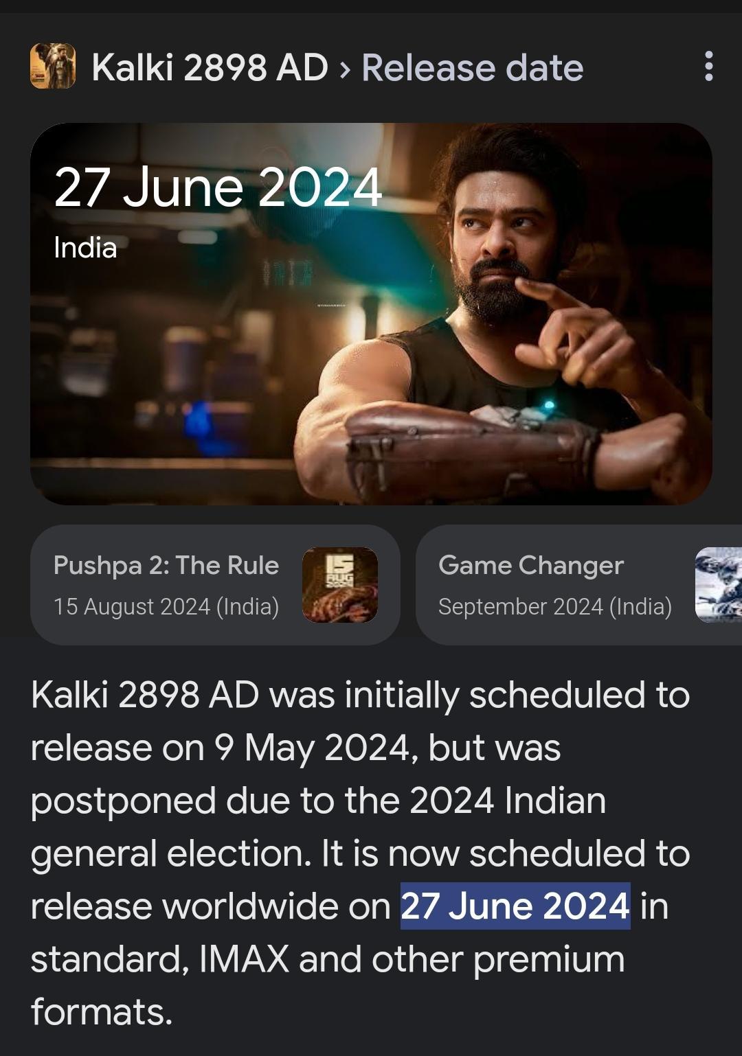 When will Kalki 2898 AD be Released