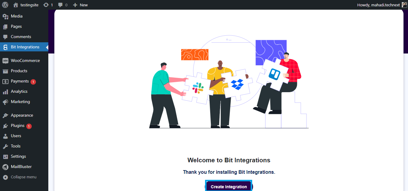 Create Integrations in Bit Integrations plugin