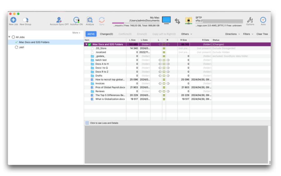 sftp two-way sync to local mac