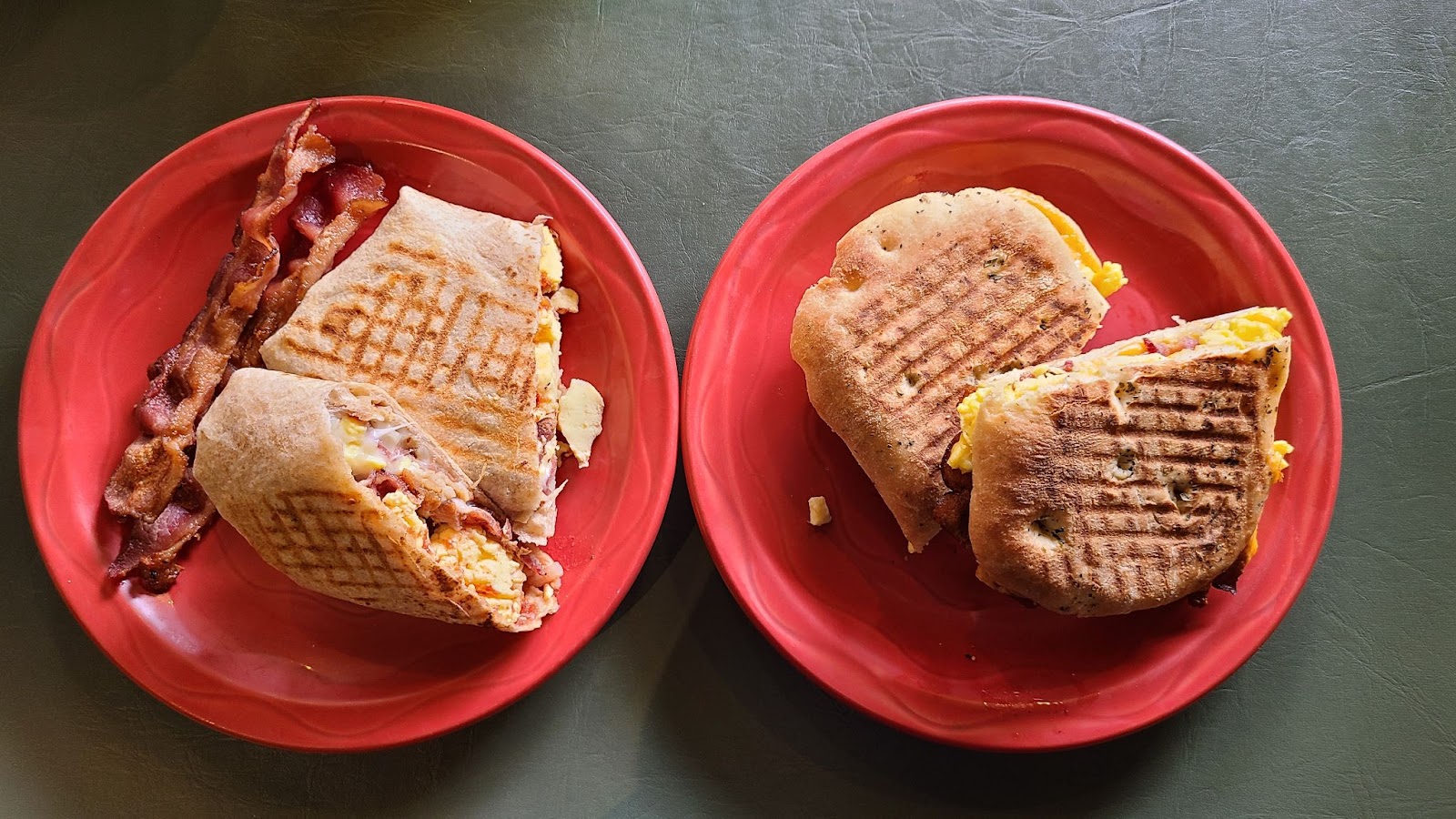 Harvest Cafe Breakfast Panini and Cowboy Grilled Wrap