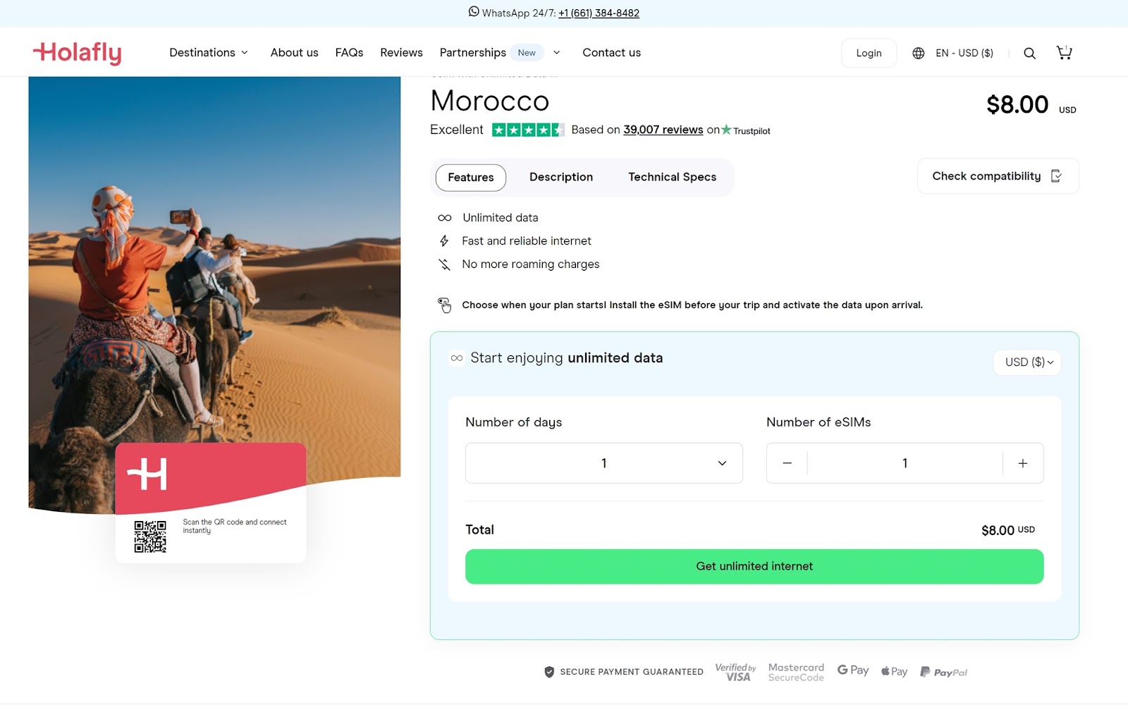 Holafly unlimited data Marocco eSIM