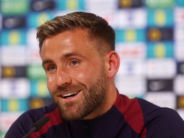 Luke Shaw dari Inggris difoto pada 8 Juli 2024