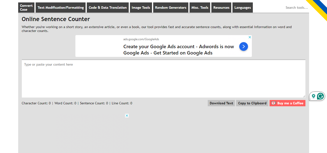 ConvertCase.net Sentence Counter