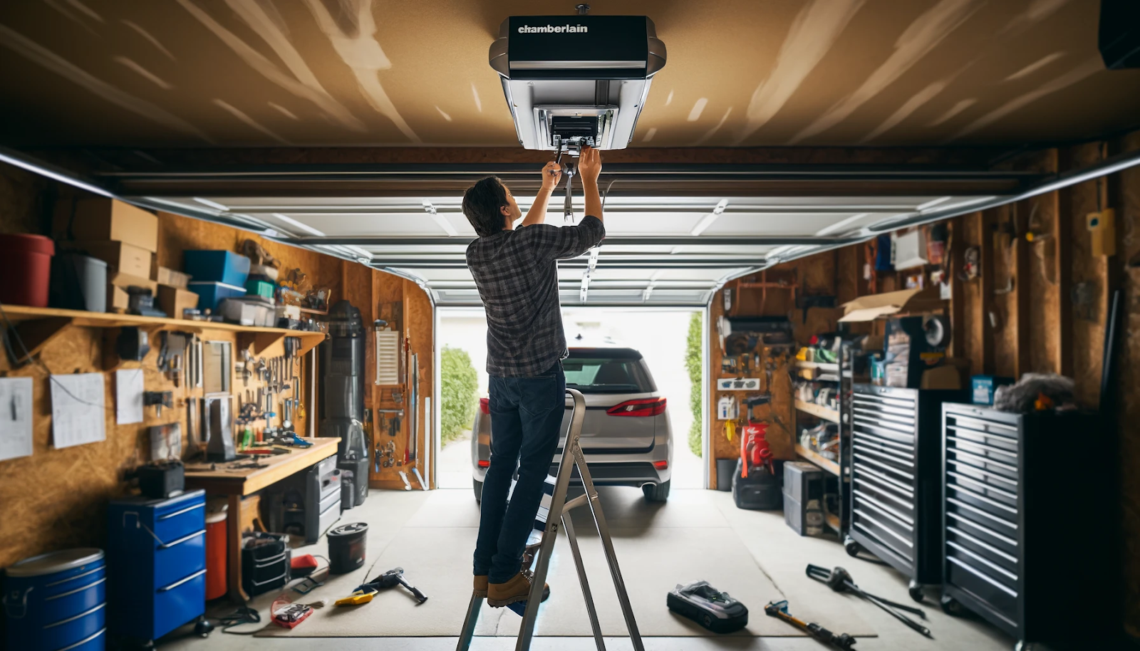 how to install a chamberlain garage door opener