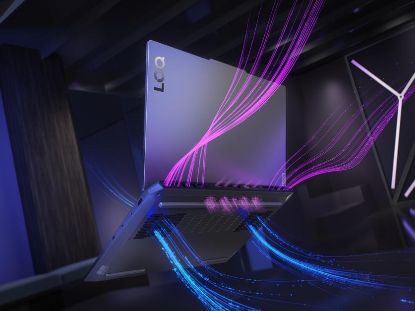 A computer with colorful lines coming out of it

Description automatically generated