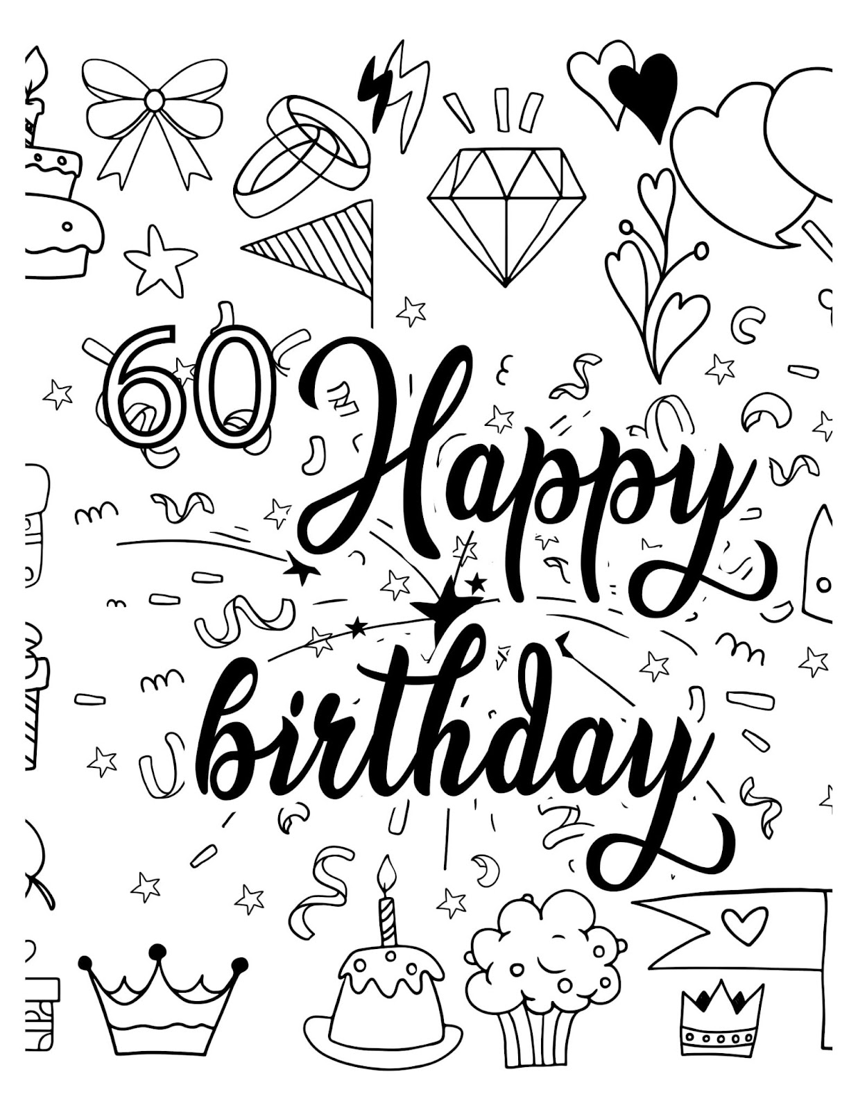 Diamond 60th Birthday Coloring Pages 