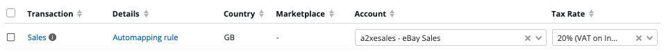 A screenshot of an example of how VAT will be mapped for a seller with one UK VAT registration