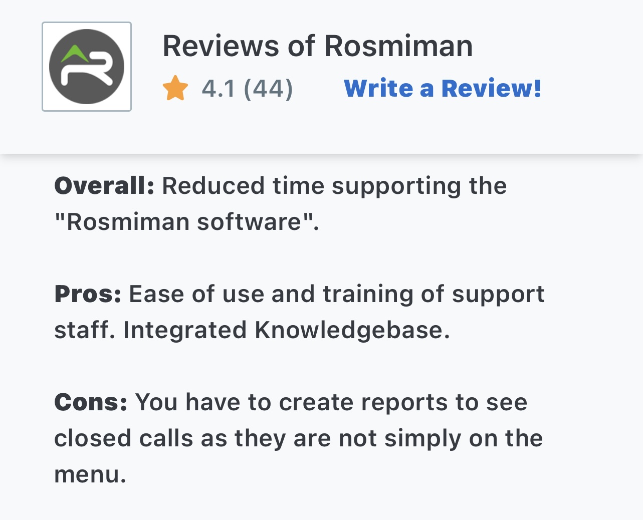 Rosmiman Pros and Cons