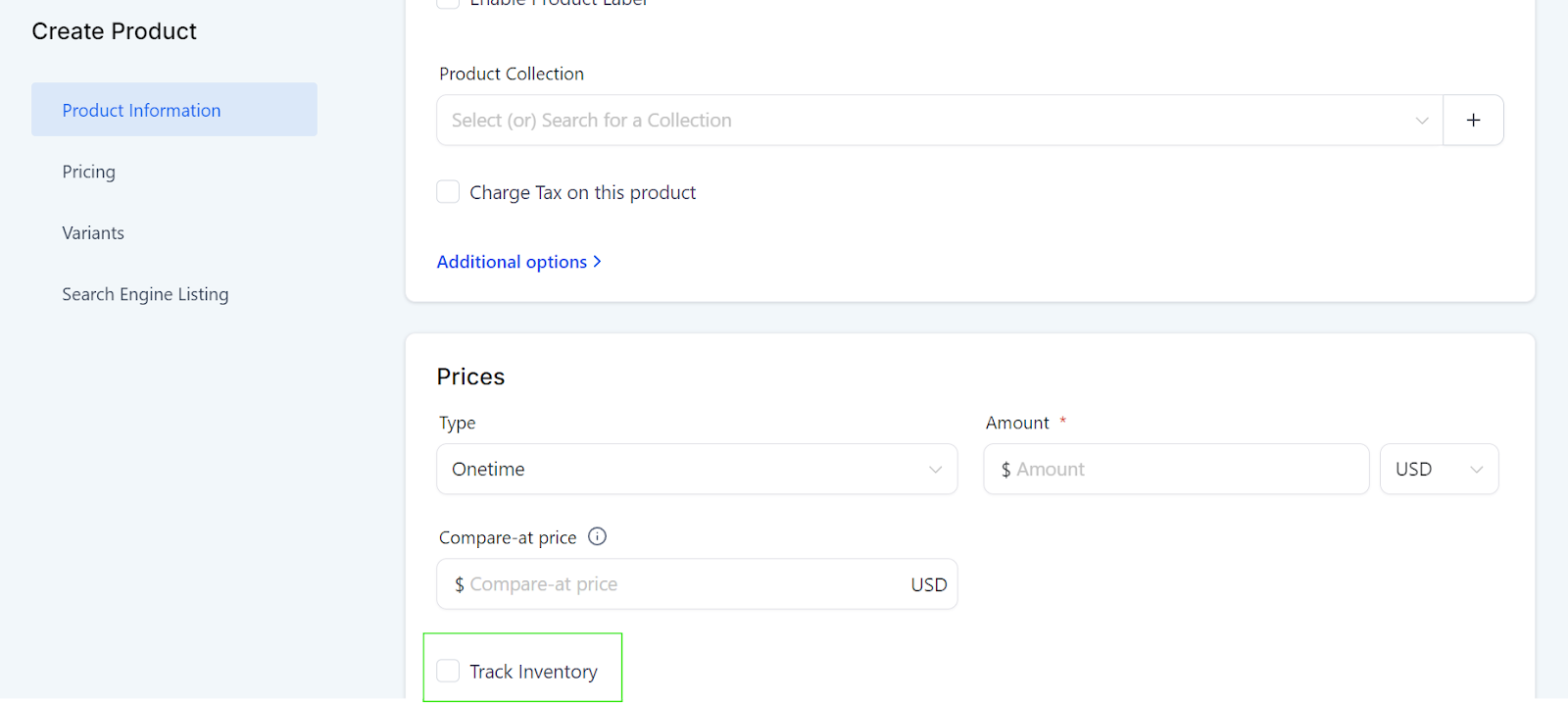 Tracking inventory in the GHL product section