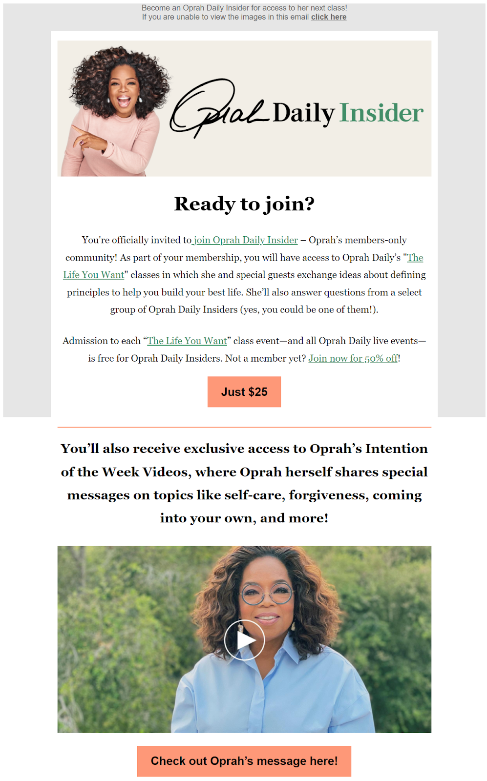 oprah winfrey video email marketing examples