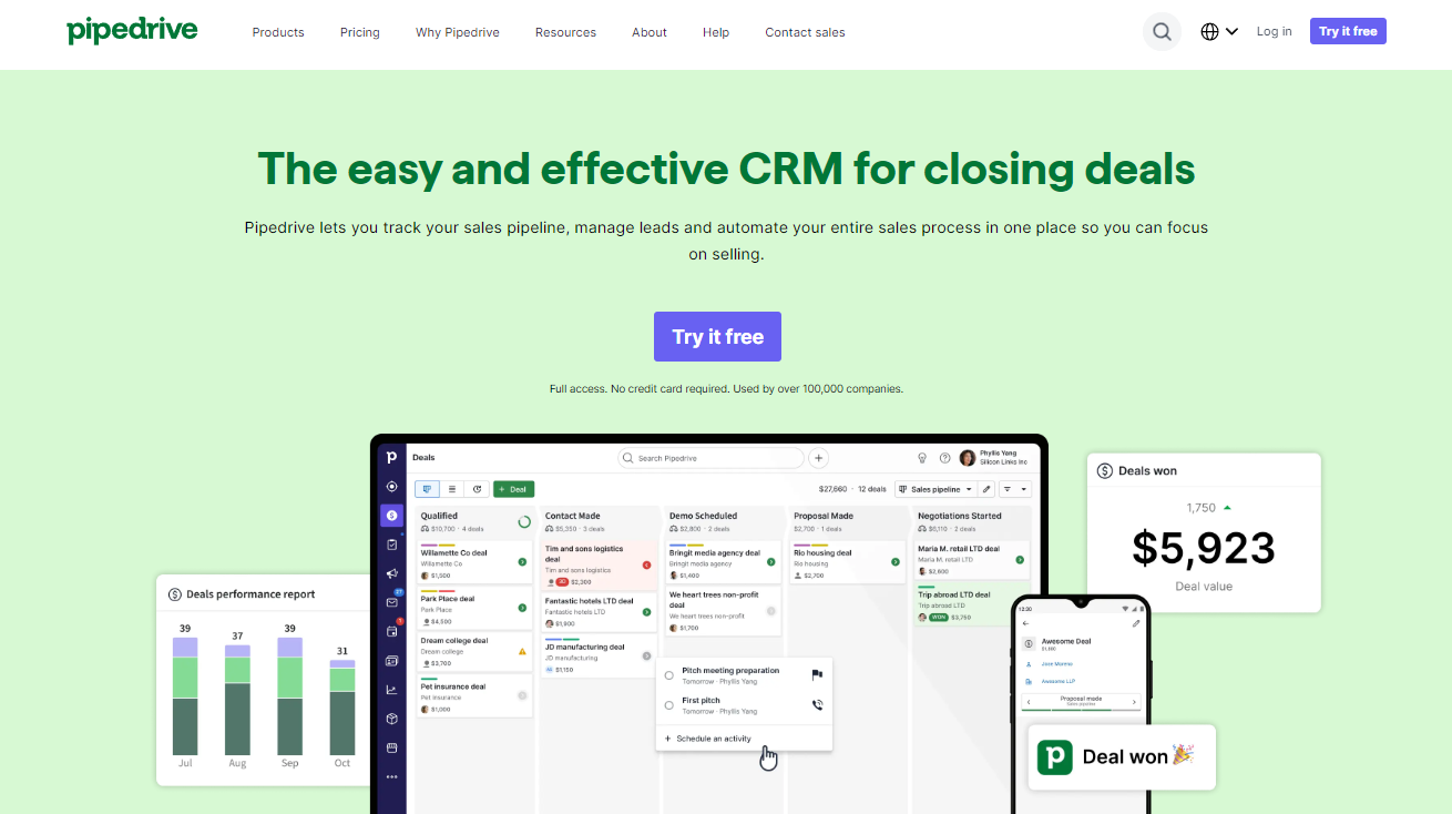 Pipedrive: The easy and effective CRM for closing deals