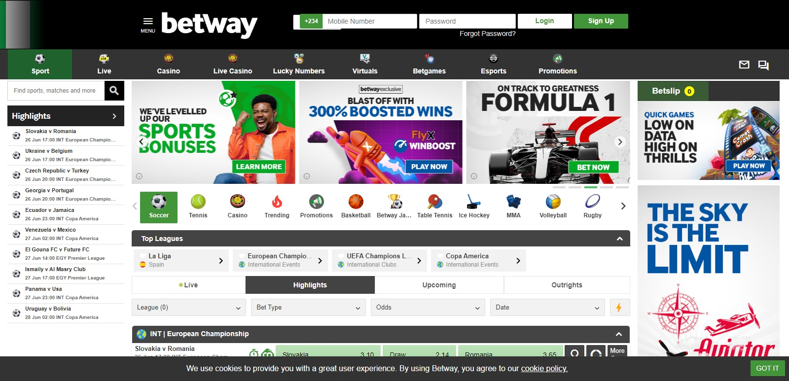 Betway page