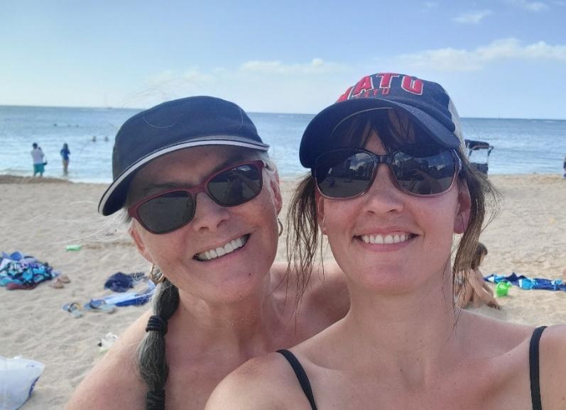 Two women taking a selfie at a beach

Description automatically generated